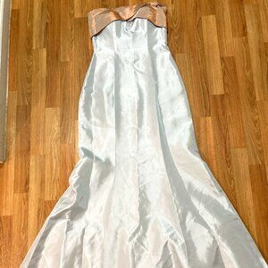 Paula Varsalona Maxi Long Dress Gown Strapless Bridesmaid Lined Sculping Satin 8